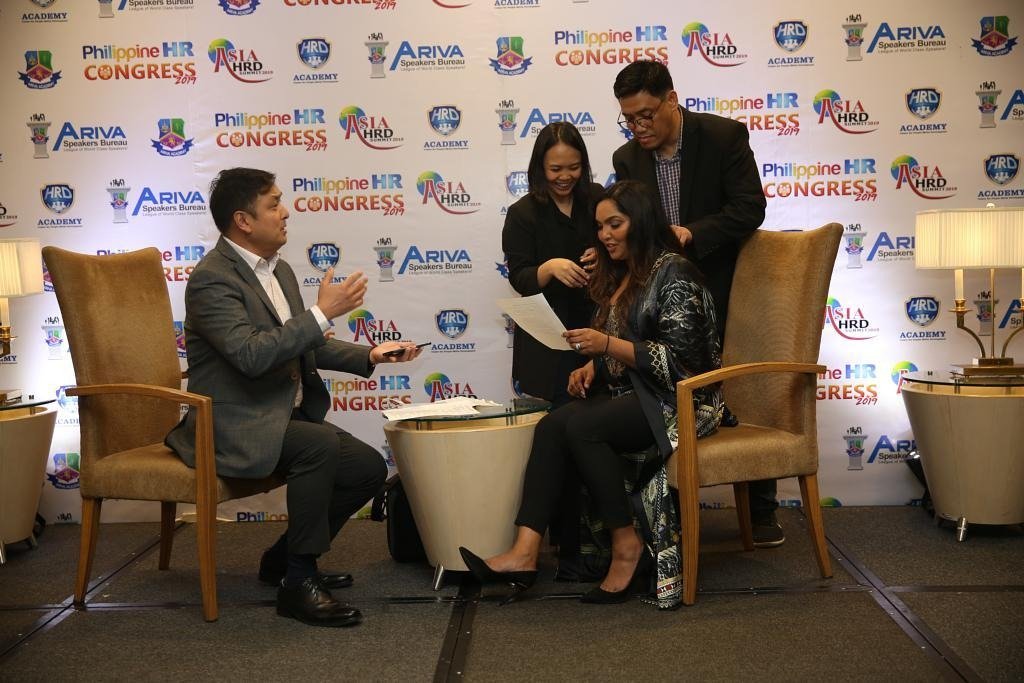 Norliza Pavlakos at the press backdrop of the Philippine HR Congress and Asia HRD Summit 2019